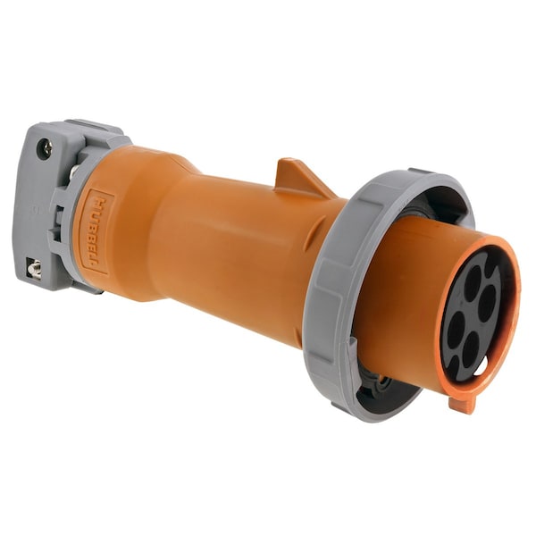 Pin & Sleeve Plug, 60 A, 120/240V AC, Single Phase, 3 Pole, IEC Grounding, Orange, NEMA Not Rated
